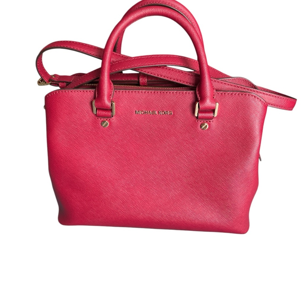 Michael Kors Red Satchel with Saffiano Finish